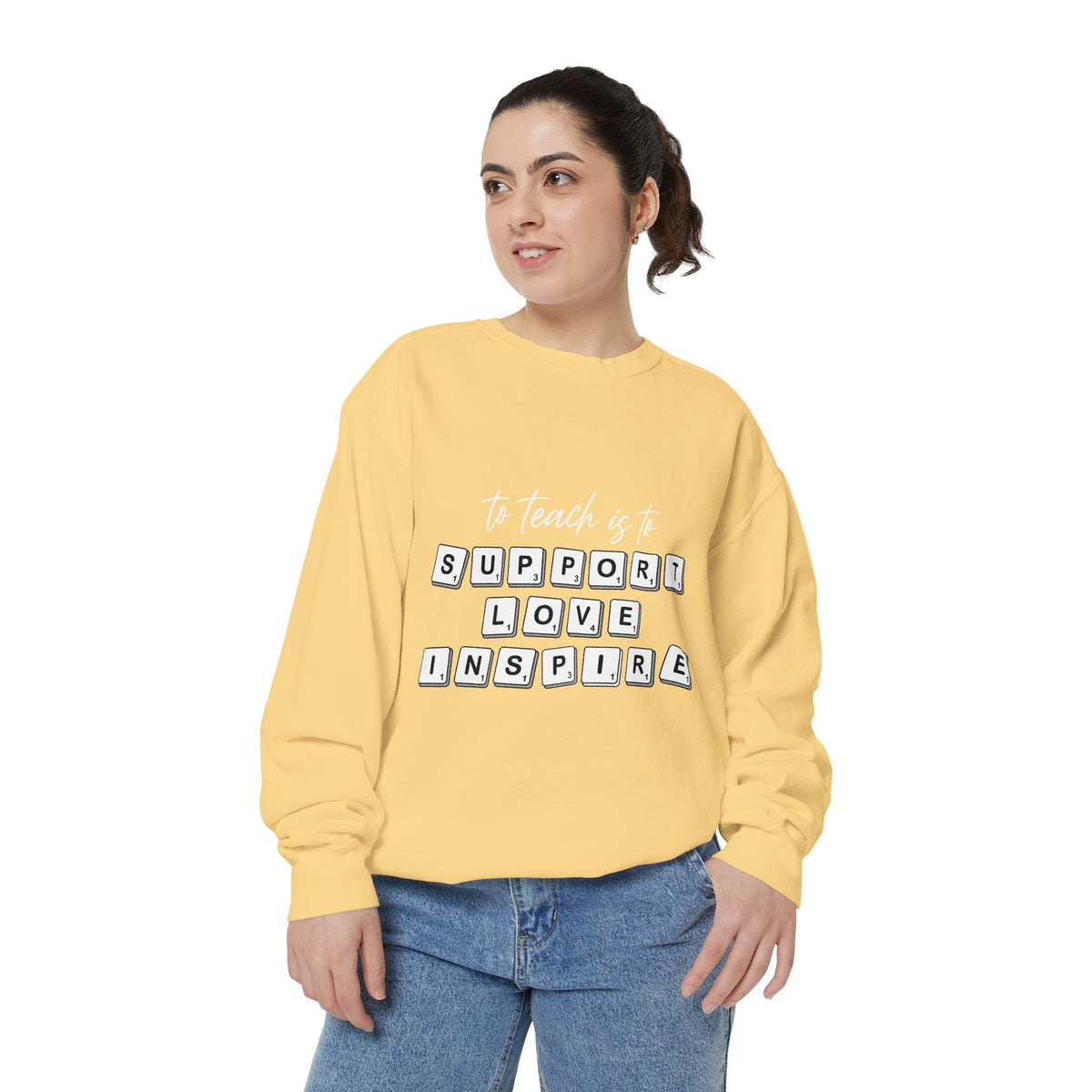 To Teach Is to Support Love Inspire Sweatshirt, Inspirational Teacher Crewneck, Appreciation Gift, Back to School Pullover for Women
