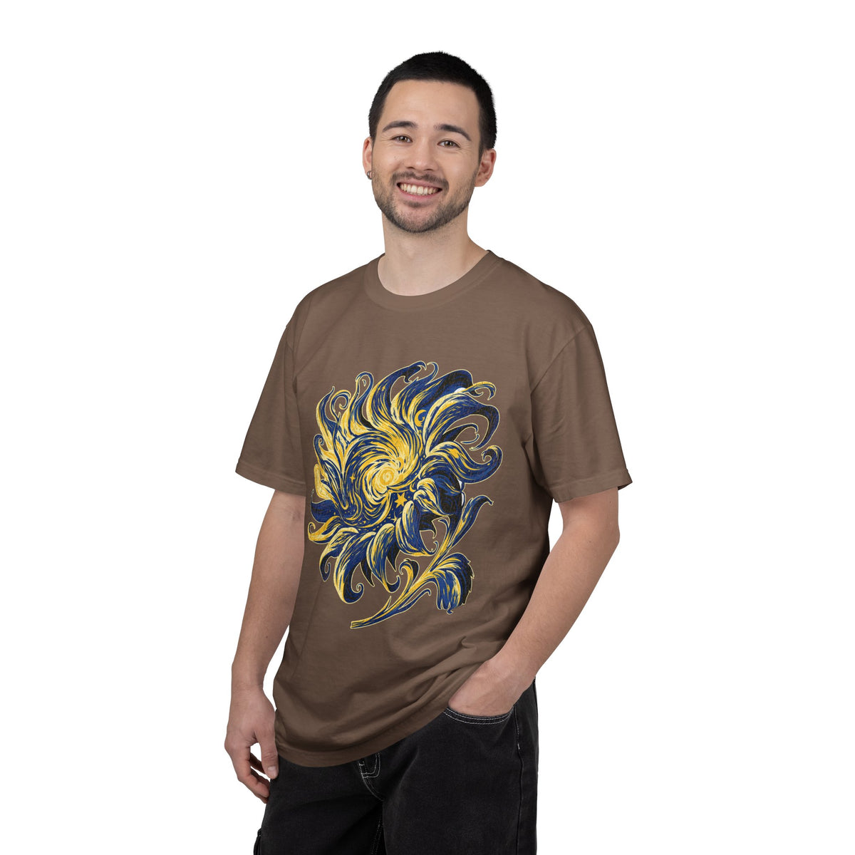Celestial Sun Graphic Shirt, Blue and Gold Cosmic T-Shirt, Mystical Night Sky Tee, Astrology Gift for Stargazers and Dreamers, Gift Idea