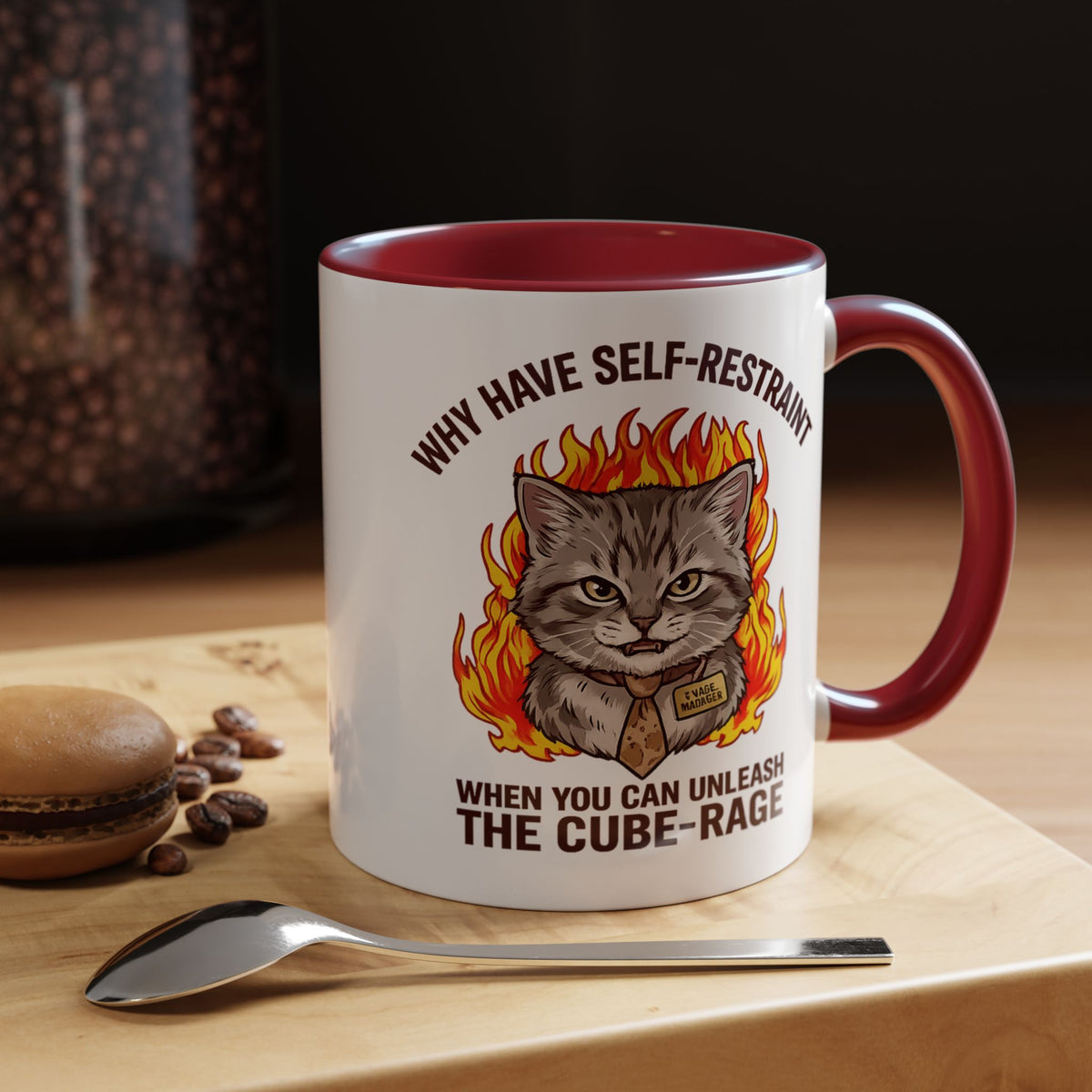 Funny Angry Cat Coffee Mug, Cube Rage Office Mug, Cat Lover Humor Gift, Workplace Stress Mug, Coworker Gift for Cat Owners