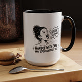 Funny Coffee Lover Mug, Caffeine Incoming Coffee Cup, Handle With Care Mug, Funny Coworker Gift, Office Humor Mug for Women