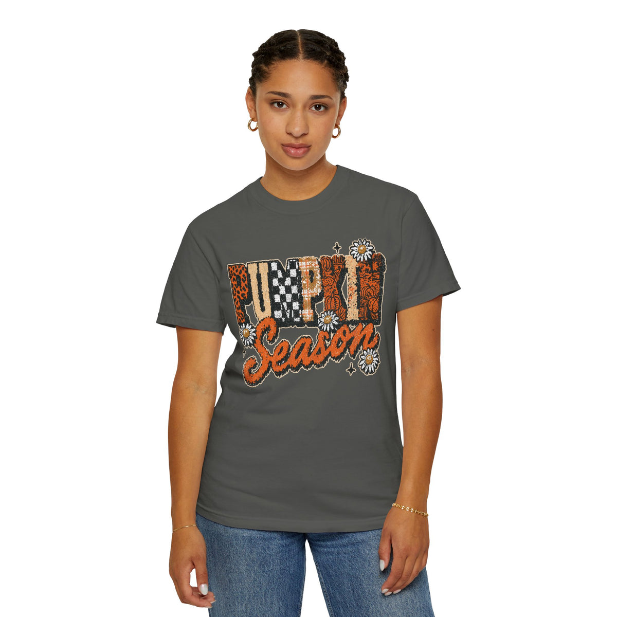 Pumpkin Season Shirt, Retro Leopard Checker Fall Graphic Tee, Cute Autumn Gift for Women, Cozy Thanksgiving October Outfit for Her