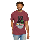 Black Cat Ramen Shirt Comfort Colors Tee, Funny Cat Lover Graphic Shirt, Introvert Cat Eating Noodles Tee, Japanese Foodie Gift