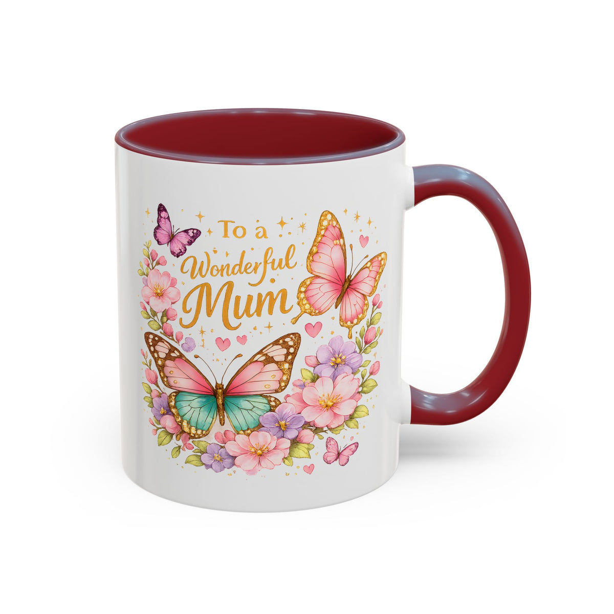To My Wonderful Mum Butterfly Mug, Floral Mom Coffee Mug, Mother's Day Gift for Mum, Butterfly Coffee Cup, Mom Appreciation Gift