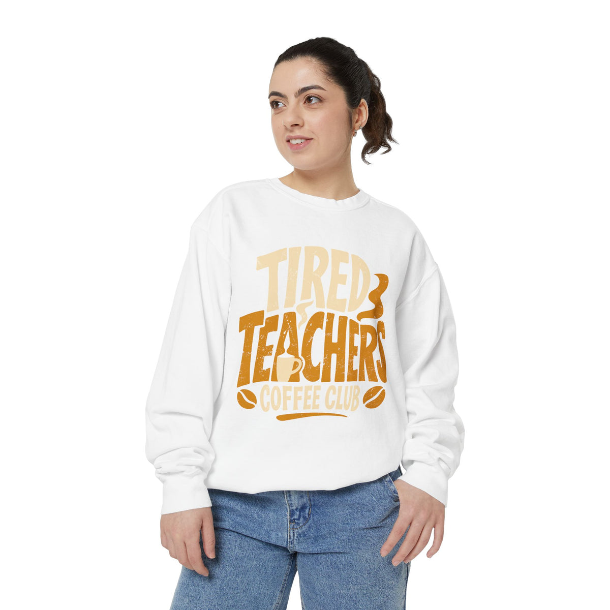 Tired Teachers Coffee Club Comfort Colors Sweatshirt, Funny Teacher Coffee Shirt, Educator Gift, Teacher Life Pullover