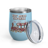 Hot Mess Express Wine Tumbler, Floral Drinkware, Funny Gift for Busy Moms, Besties, Coworkers and Chaos Coordinators