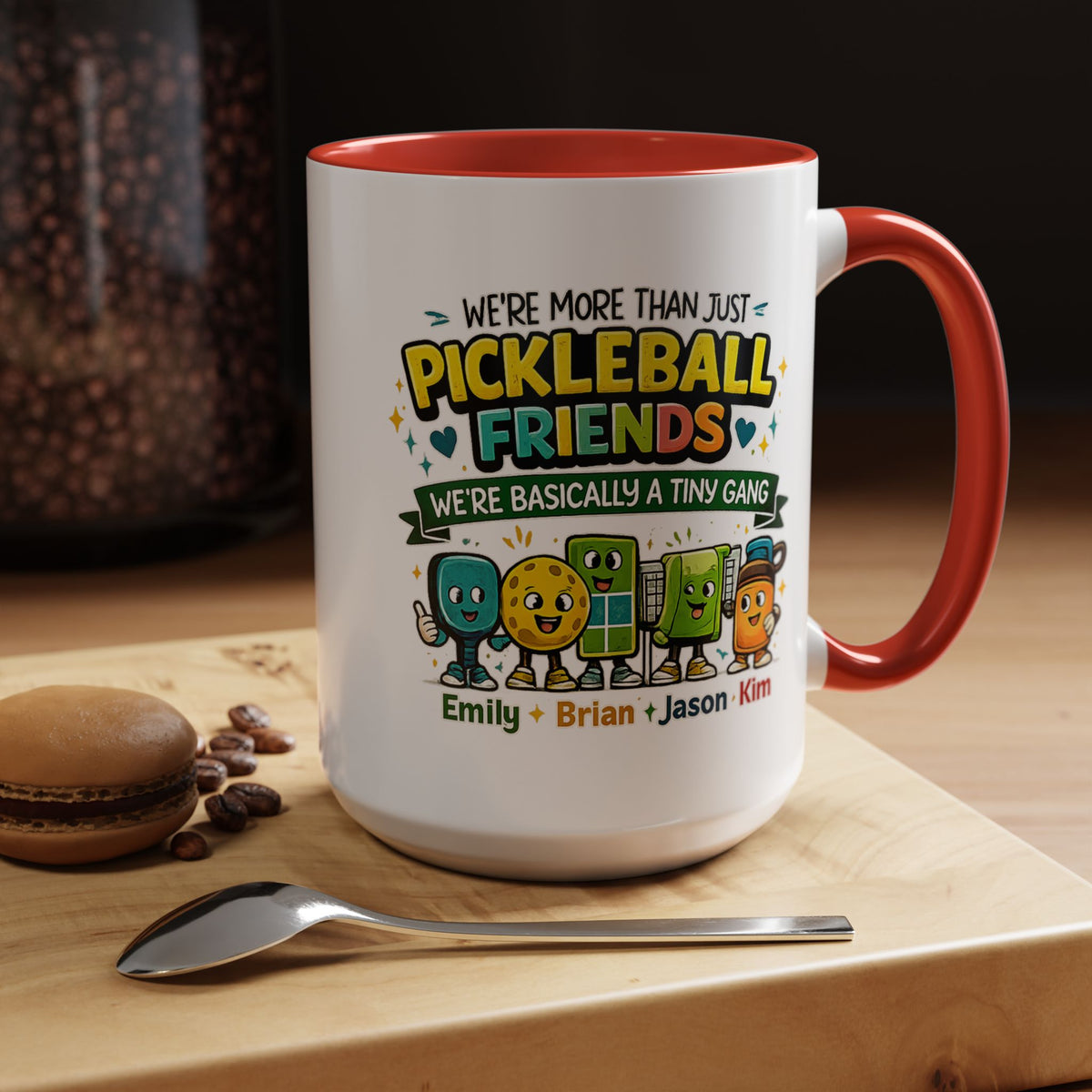 Personalized Pickleball Friends Mug, Custom Pickleball Team Coffee Mug with Names, Funny Pickleball Gift for Teammates and Best Friends