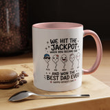Personalized Best Dad Ever Mug, Custom Father's Day Coffee Mug with Kids Names, Funny Jackpot Dad Gift, Unique Family Keepsake Cup