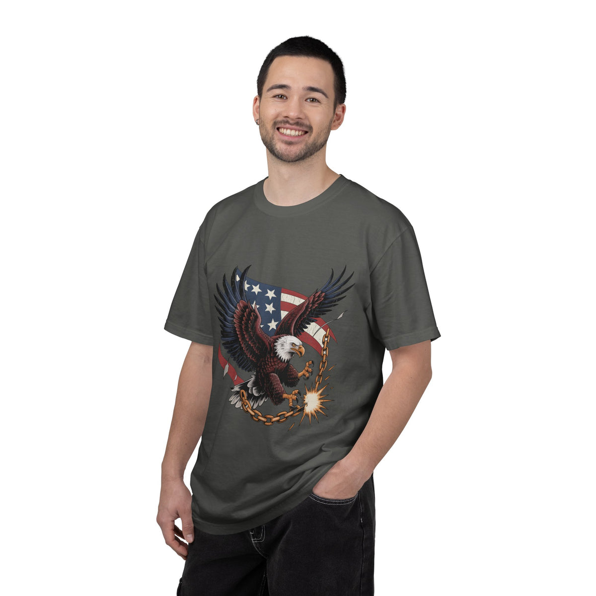 Patriotic Eagle Shirt, American Flag T Shirt, Bald Eagle Military Tee, Veteran Gift, USA Graphic Shirt, Fourth of July Patriotic Top