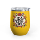 FAFO Wine Tumbler, Retro Tattoo Roses and Cherries Cup, Sarcastic Gift for Her, Edgy Bachelorette Party Cup, Funny Coworker Gift