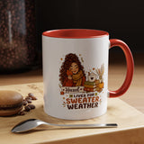 Personalized Sweater Weather Mug, Custom Name Fall Coffee Cup, Cozy Book Lover Gift for Her, Autumn Pumpkin and Reading Design