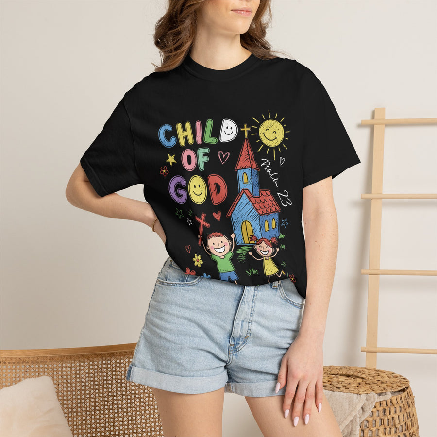 Christian Kids Comfort Shirt, Child Of God Graphic Tee, Faith Based Church Tshirt for Sunday School and Christian Family