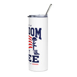 Patriotic Skinny Tumbler, Red White Blue Travel Cup, American Flag Drinkware, USA Gift for Her, Independence Day Gift, Summer Cup