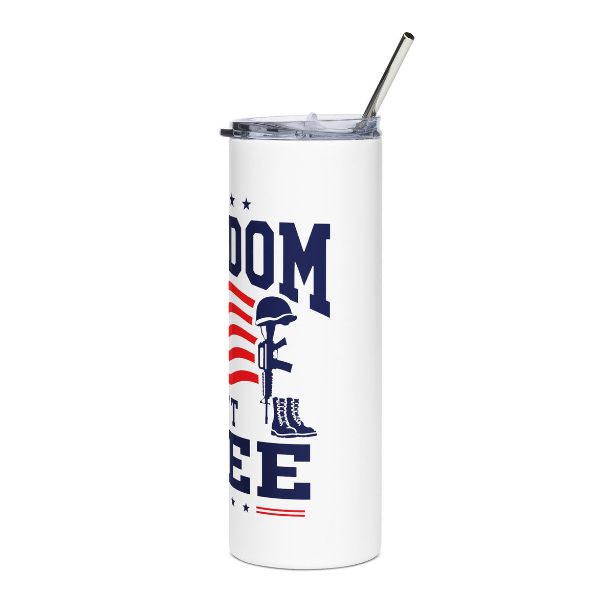 Patriotic Skinny Tumbler, Red White Blue Travel Cup, American Flag Drinkware, USA Gift for Her, Independence Day Gift, Summer Cup