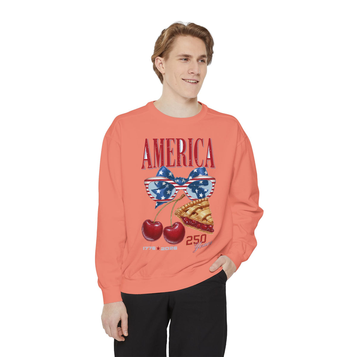 America 250th Anniversary Comfort Colors Sweatshirt, Patriotic Cherry Pie Crewneck, USA 1776 to 2026 Sweatshirt, Fourth of July Pullover