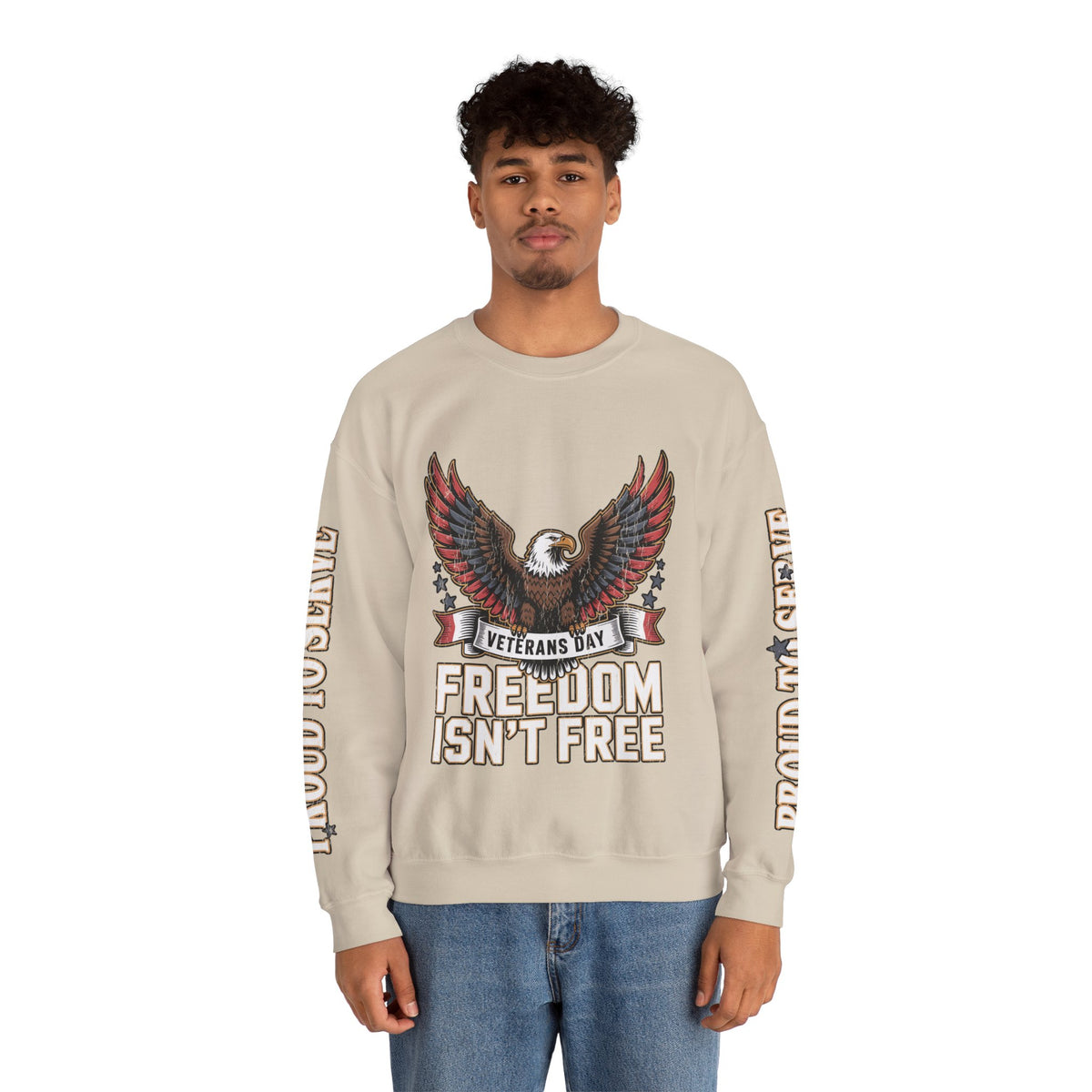 Veterans Day Sweatshirt, Freedom Isn't Free Eagle Pullover, Patriotic Military Top, Veteran Gift, American Pride, USA Clothing