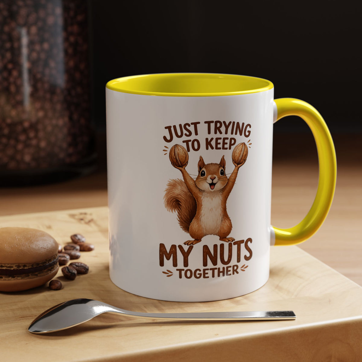 Funny Squirrel Coffee Mug, Just Trying To Keep My Nuts Together Mug, Cute Squirrel Mug, Woodland Animal Gift for Nature Lovers