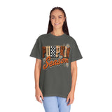 Pumpkin Season Shirt, Retro Leopard Checker Fall Graphic Tee, Cute Autumn Gift for Women, Cozy Thanksgiving October Outfit for Her