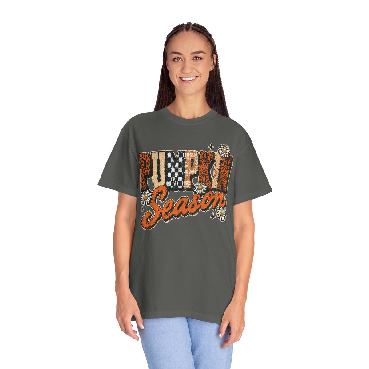 Pumpkin Season Shirt, Retro Leopard Checker Fall Graphic Tee, Cute Autumn Gift for Women, Cozy Thanksgiving October Outfit for Her