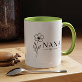 Personalized Name Mug, Floral Black Accent Coffee Cup with Custom Established Year, Grandmother Gift for Birthday, Mother's Day or Christmas
