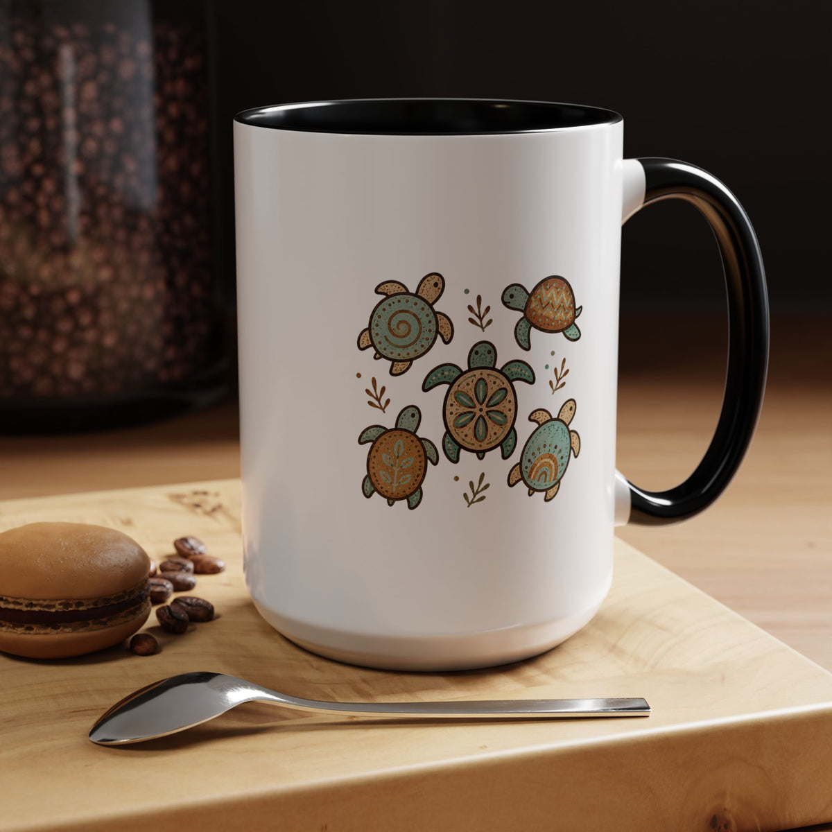 Sea Turtle Mug, Boho Coastal Coffee Cup, Ocean Animal Lover Gift, Beach House Kitchen Decor, Unique Birthday Present for Marine Life Fan