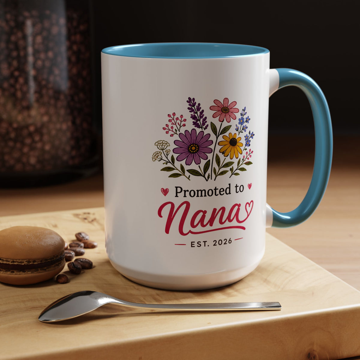 Promoted to Nana Mug, New Grandma Pregnancy Announcement Gift, Floral First Time Grandmother Coffee Cup, Baby Reveal Keepsake 2026