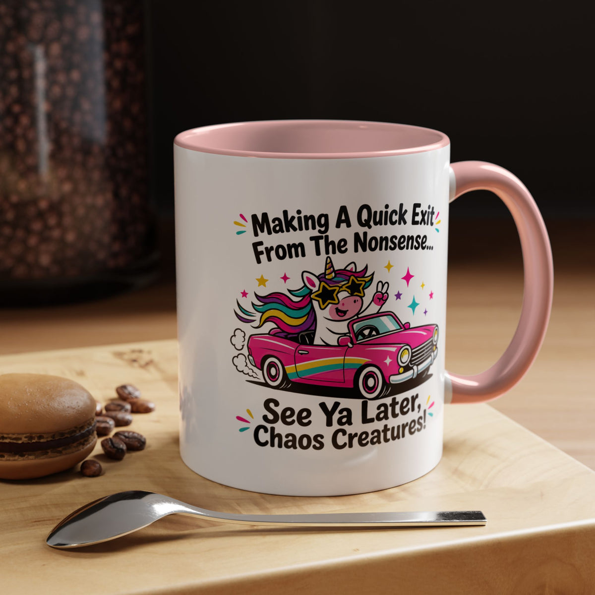 Funny Unicorn Coffee Mug, Making My Quiet Exit From The Nonsense Mug, Sarcastic Unicorn Gift, Chaos Creature Coffee Cup, Funny Coworker Mug