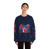America Graphic Sweatshirt, Vintage USA Pullover, Patriotic American Flag Top, Fourth of July Outfit, Americana Gift for Women