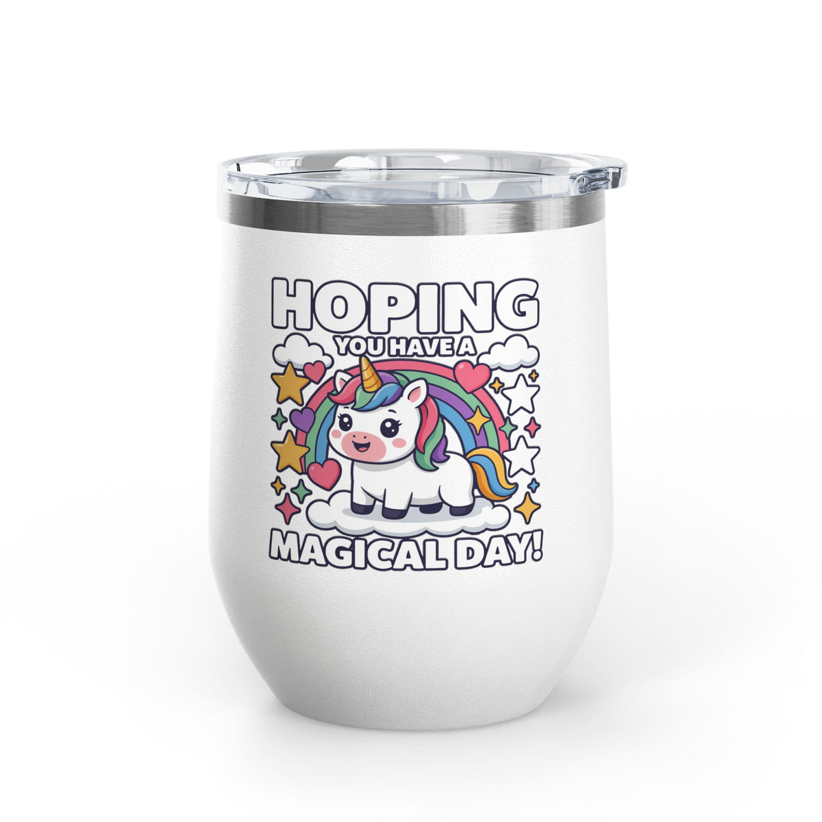 Unicorn Wine Tumbler, Magical Day Cup, Cute Fantasy Gift for Her, Rainbow Unicorn Drinkware, Birthday Gift for Unicorn Lover
