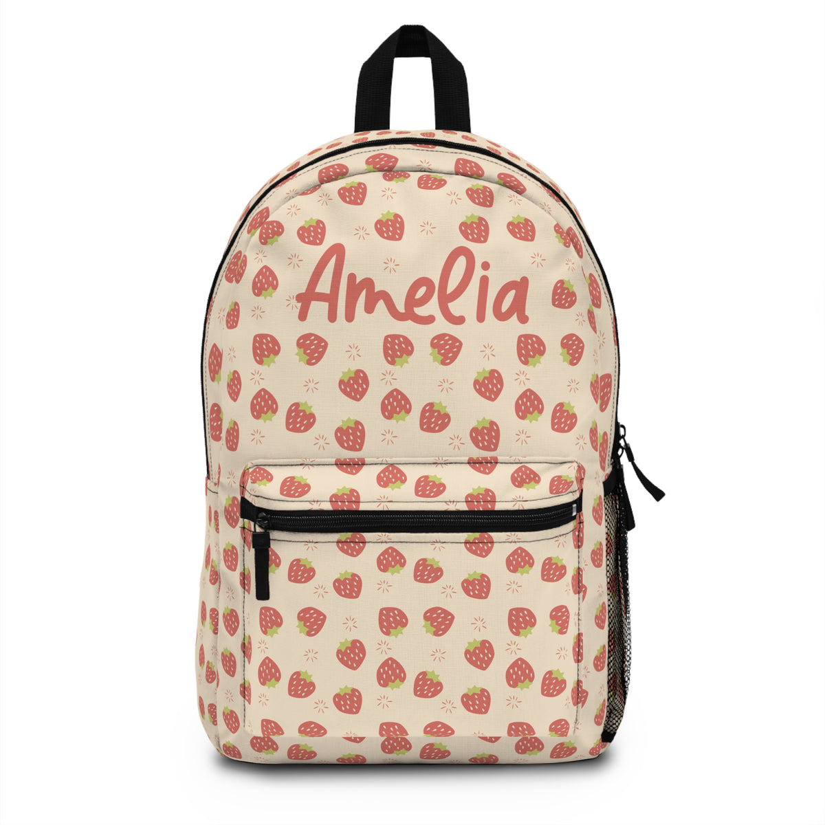 Personalized Strawberry Kids Backpack, Custom Name Girls School Bag, Cute Fruit Backpack, Back to School Book Bag, Preschool Gift