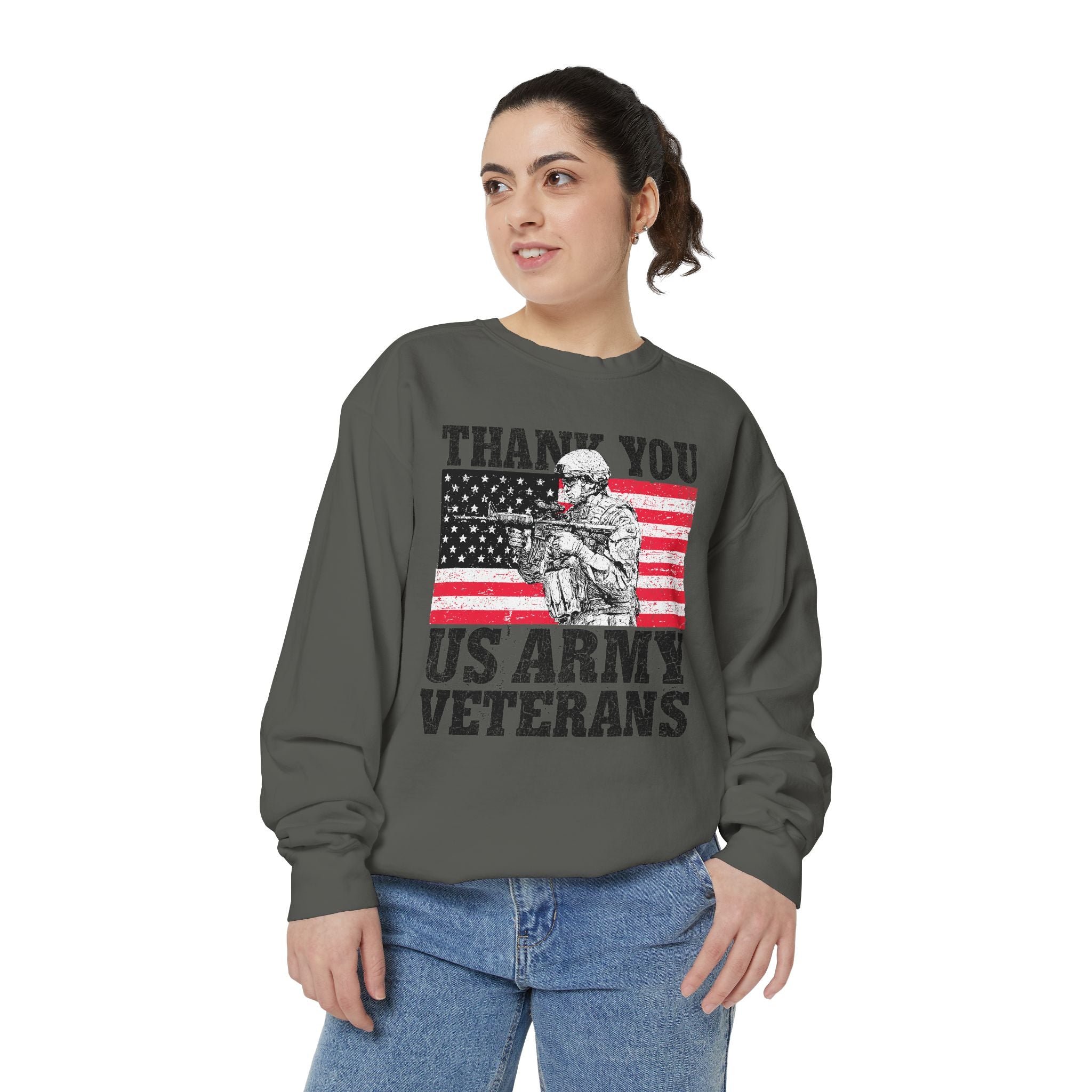 Thank You US Army Veterans Sweatshirt, Patriotic Soldier Crewneck, Military Appreciation Gift, American Flag Pullover for Veterans Day