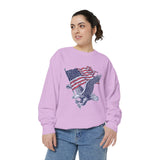 Bald Eagle American Flag Sweatshirt, Retro Patriotic Graphic, Gift for USA Pride Fans, Fourth of July Celebrations and Everyday Clothing