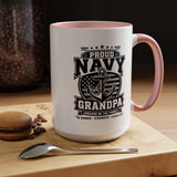 Proud Navy Grandpa Mug, US Navy Veteran Coffee Cup, Patriotic Military Grandfather Gift, Anchor of the Family Birthday Present