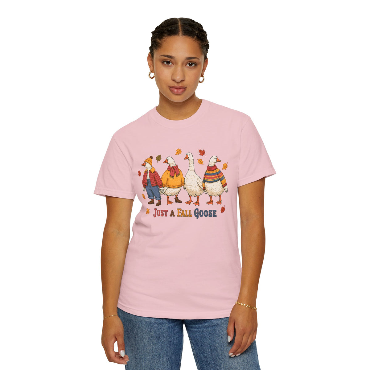 Funny Fall Goose Shirt, Just a Fall Goose Autumn Graphic Tee, Cute Cozy Gift for Bird Lover, Thanksgiving and October Outfit for Her