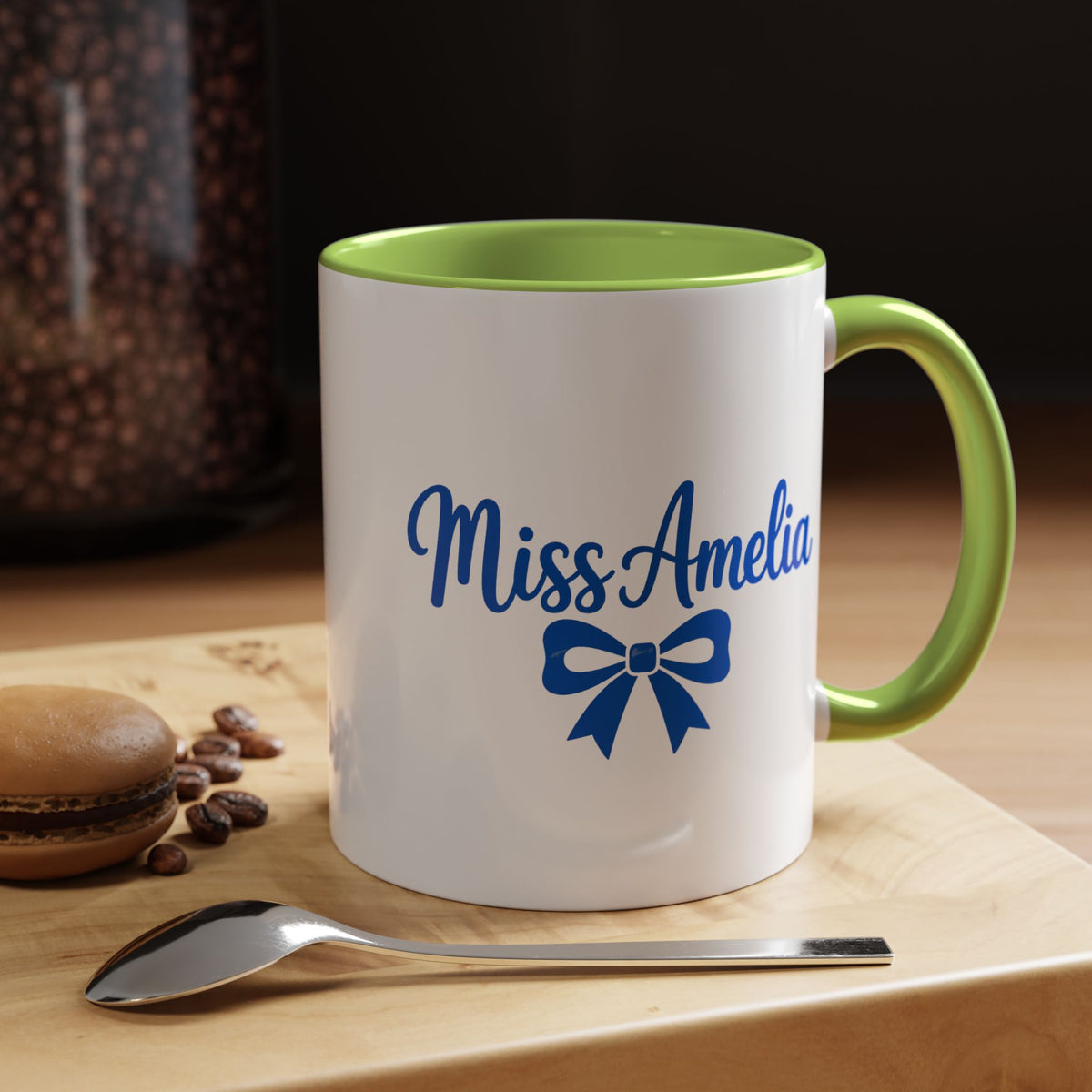 Personalized Teacher Name Mug, Custom Teacher Coffee Mug with Bow Design, Teacher Appreciation Gift, Classroom Desk Mug for Educators
