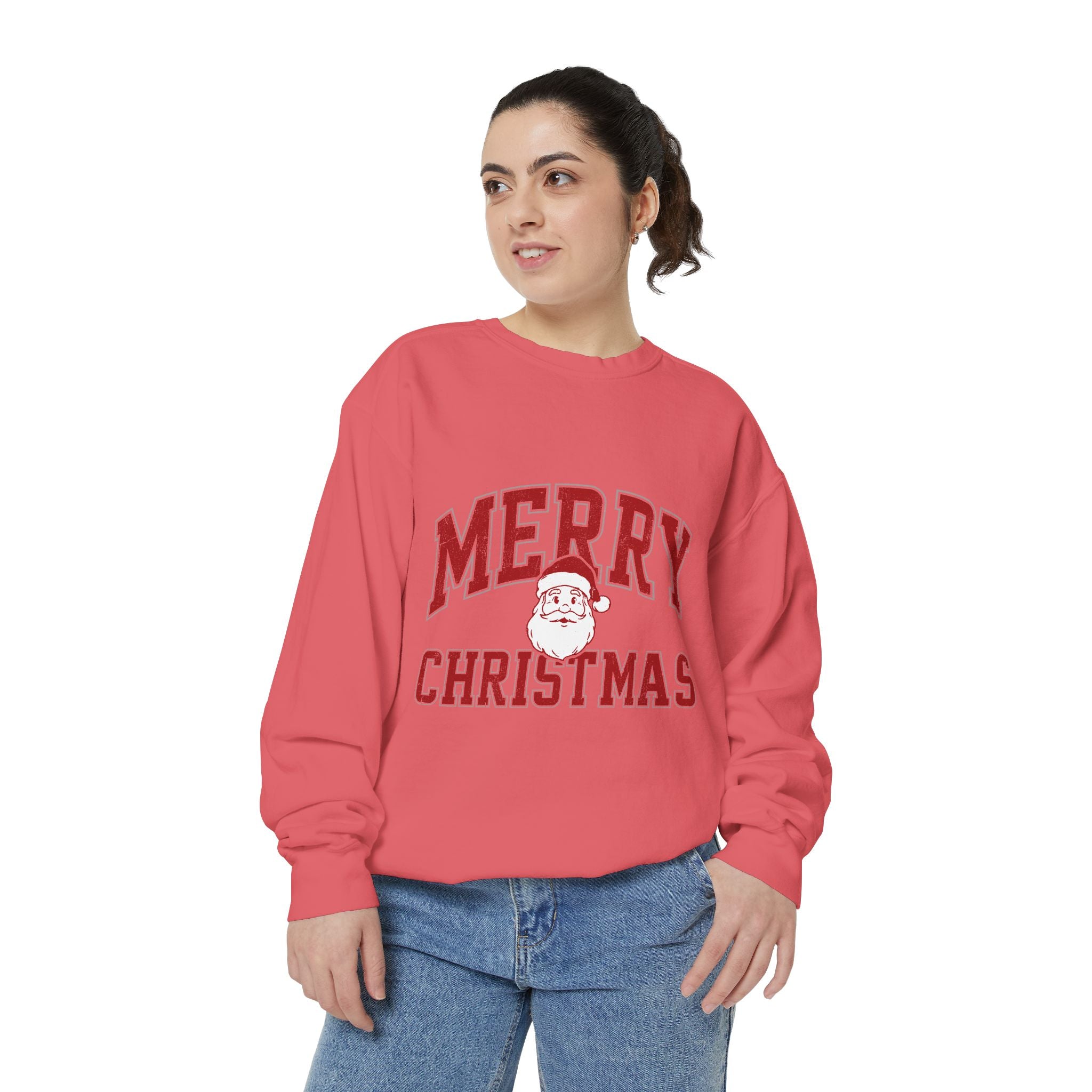 Merry Christmas Santa Sweatshirt, Vintage Holiday Crewneck, Festive Christmas Party Pullover, Retro Santa Claus Gift for Family Photos