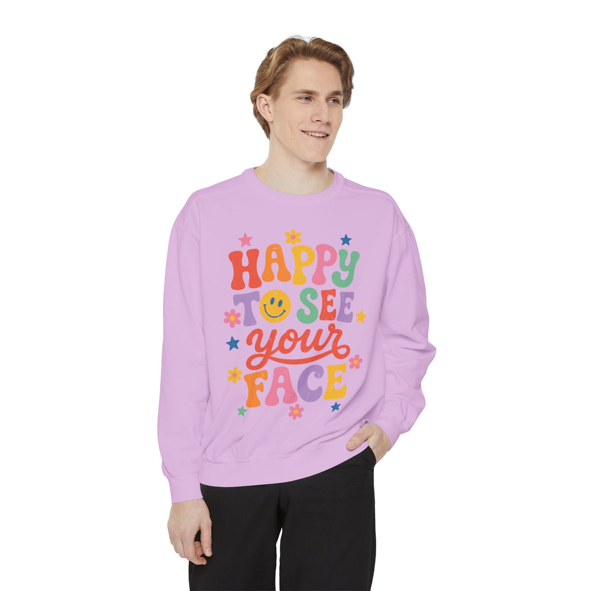 Happy to See Your Face Sweatshirt, Colorful Teacher Crewneck, Retro Classroom Shirt, Back to School Outfit, Educator Appreciation Gift