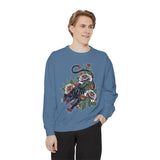 Traditional Panther Graphic Sweatshirt, Floral Tattoo Pullover for Men and Women, Old School Big Cat Top