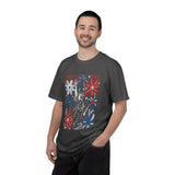 Patriotic Fireworks Shirt, Red White Blue Flower Graphic Tee, Americana T Shirt, Fourth of July Outfit, Vintage USA Gift for Women
