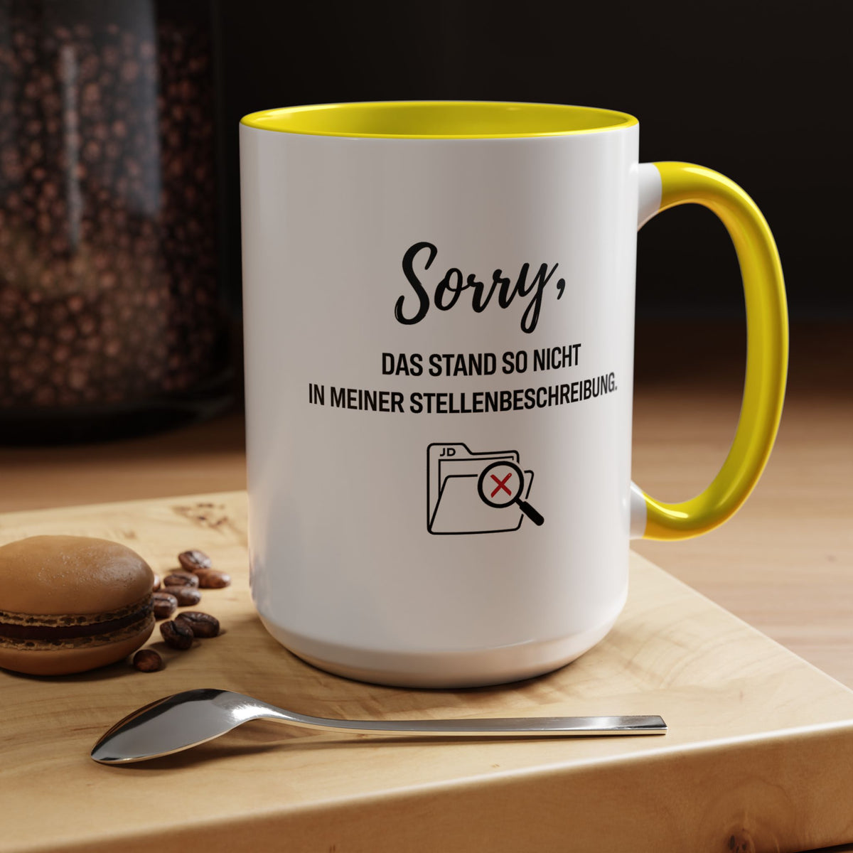 Sorry Das Stand So Nicht In Meiner Stellenbeschreibung Coffee Mug, Funny German Office Joke Gift for Coworkers, Sarcastic Job Description Ceramic Tea Cup with Pink Handle