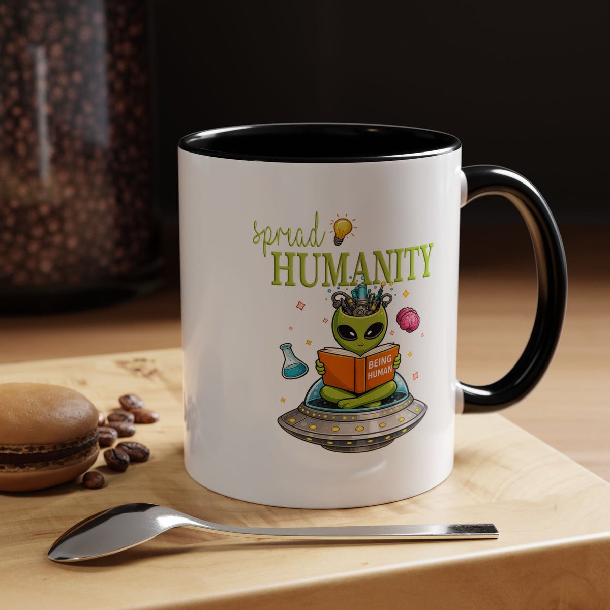 Funny Alien Mug, Being Human Is Weird Coffee Mug, Nerdy Sci-Fi Humor Cup, Alien Lover Gift