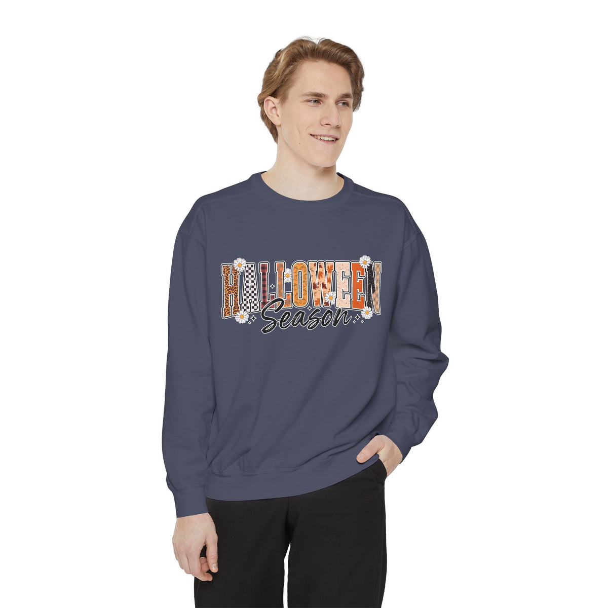 Halloween Season Sweatshirt, Leopard Plaid Pumpkin Letter Pullover, Cute Fall Gift for Women, Spooky October Outfit for Teachers and Moms