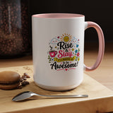 Rise and Slay Motivational Mug, Positive Quote Coffee Cup, Inspirational Gift for Her, Coworker Encouragement, Morning Routine Drinkware
