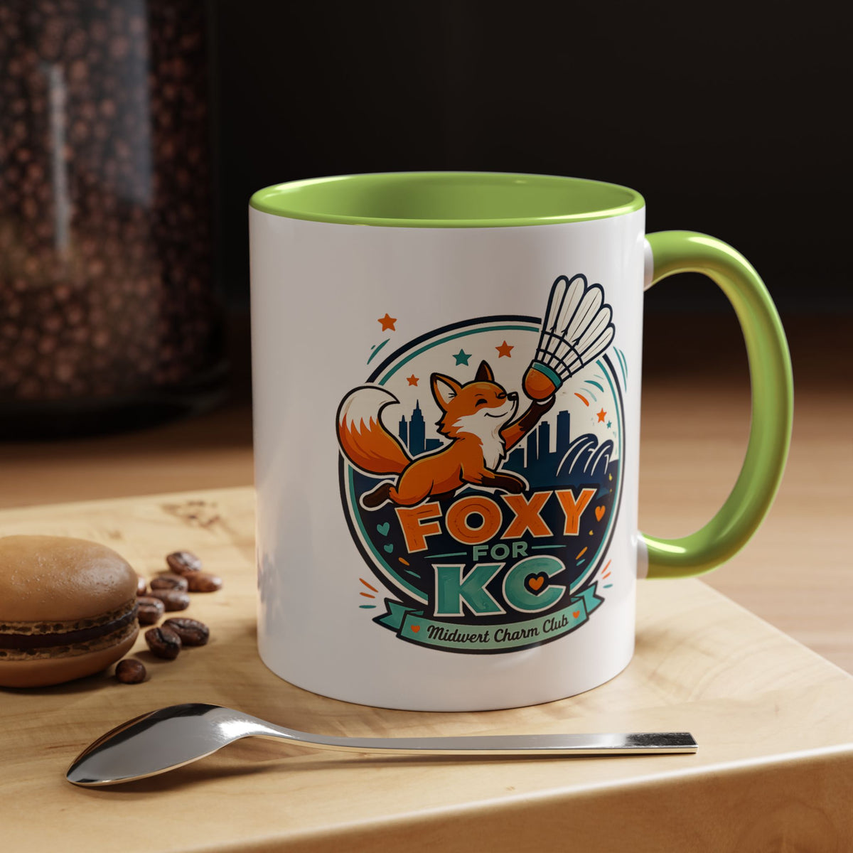 Kansas City Badminton Mug, Foxy for KC Coffee Cup, Funny Shuttlecock Lover Gift, KC Sports Fan Mug, Badminton Player Present