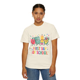 First Day of School T-Shirt, Colorful School Supplies Graphic Tee, Cute Teacher Outfit, Student Back to Class Gift, Classroom Shirt