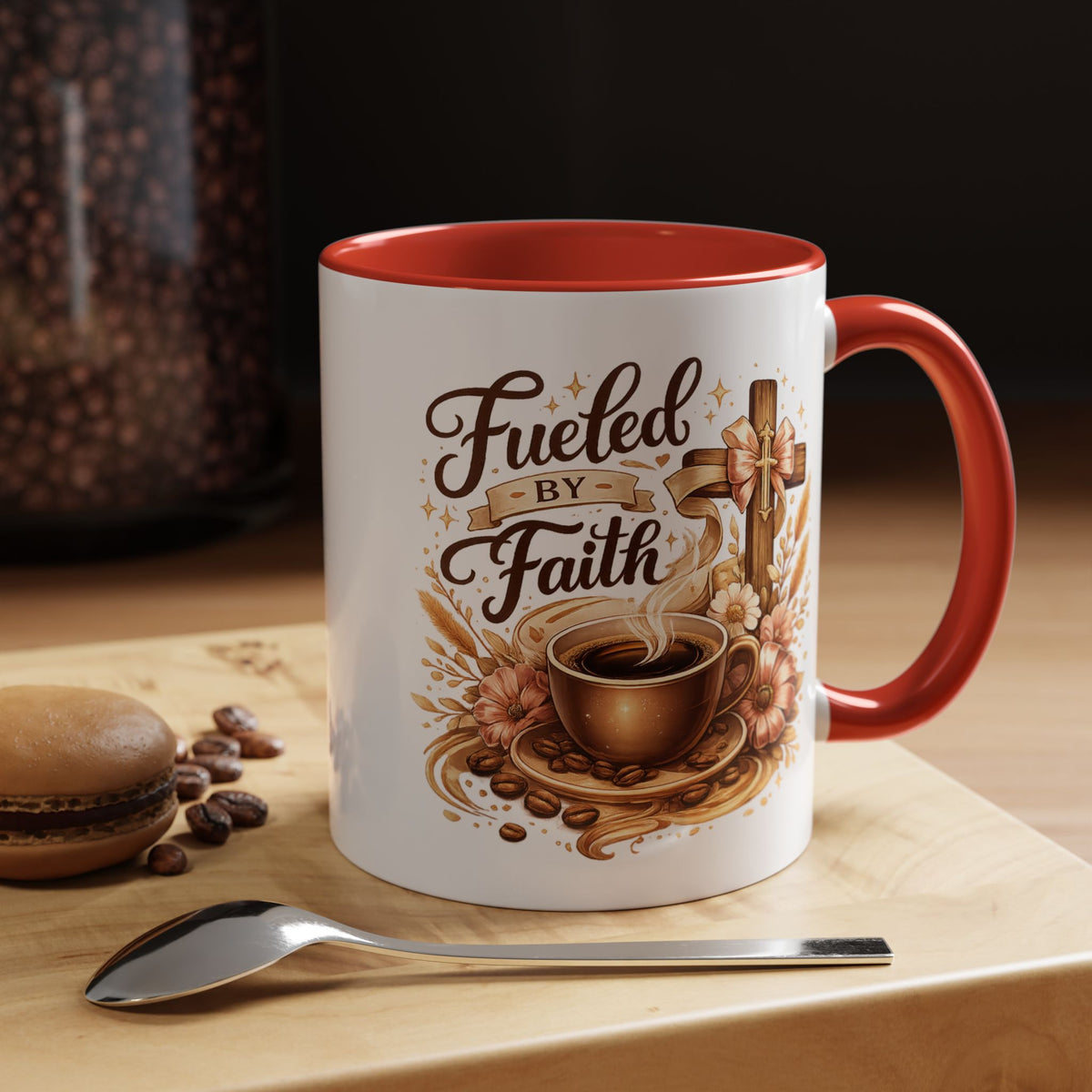 Christian Coffee Mug Fueled By Faith, Faith Based Coffee Cup, Religious Gift for Women, Prayer Warrior Mug, Inspirational Christian Gift