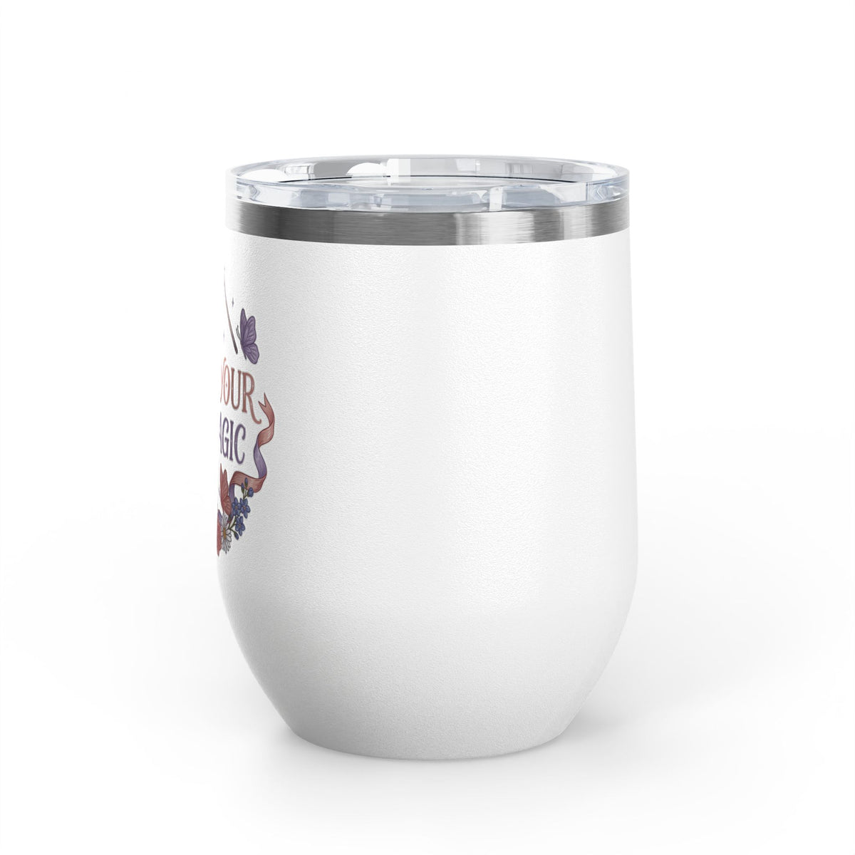 Magical Wine Tumbler, Create Your Own Magic Cup, Floral Fantasy Drinkware, Witchy Gift for Her, Birthday Gift for Magic Lover