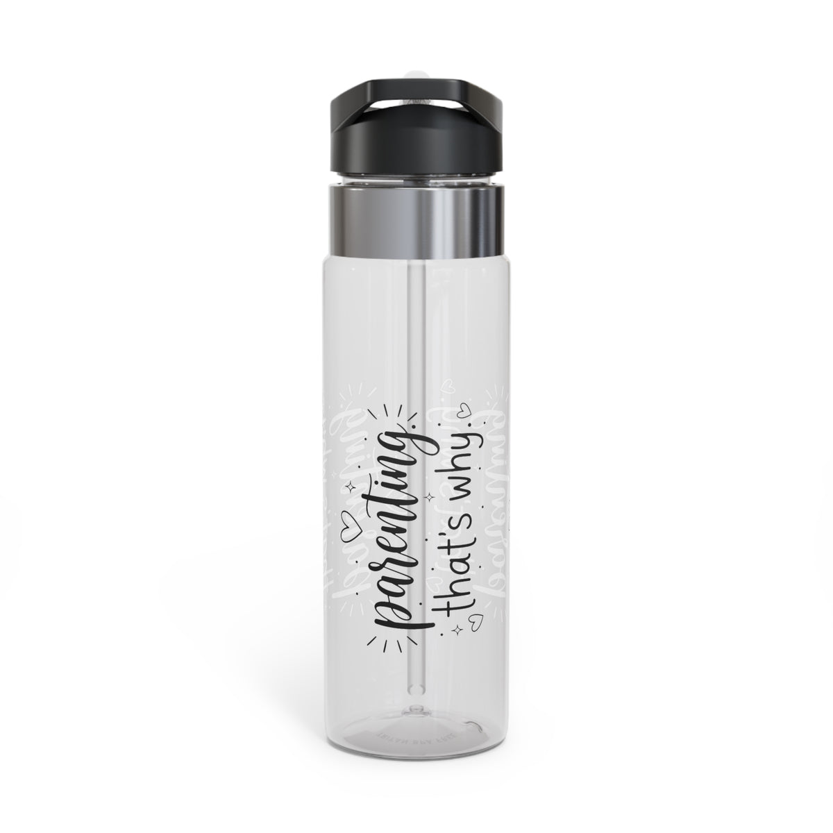 Personalized Parenting Transparent Water Bottle, Mom Gift for Busy Parents, Inspirational Drink Bottle for Moms, Everyday Hydration Gift