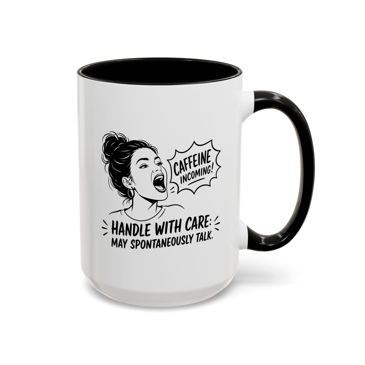 Funny Coffee Lover Mug, Caffeine Incoming Coffee Cup, Handle With Care Mug, Funny Coworker Gift, Office Humor Mug for Women