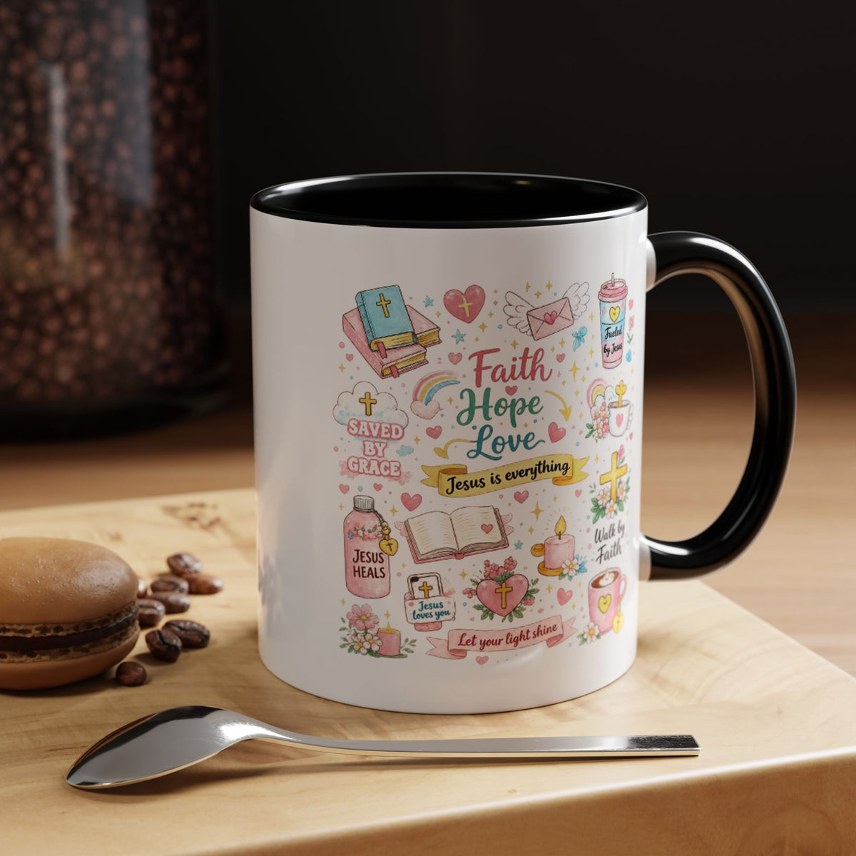 Christian Faith Hope Love Mug, Inspirational Bible Verse Coffee Mug, Jesus Is Everything Gift, Religious Mug for Women