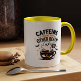 Halloween Ghost Coffee Mug, Caffeine From the Other Realm Black Accent Cup, Funny Spooky Gift for Coffee Lover, Barista or Coworker